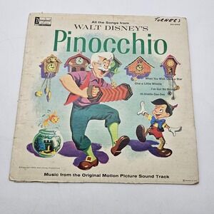Vintage Walt Disney LP Record Pinocchio 33 RPM Vinyl 1959 Soundtrack Disneyland